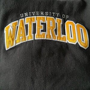 Vintage University of Waterloo Black and Yellow Hoodie US M